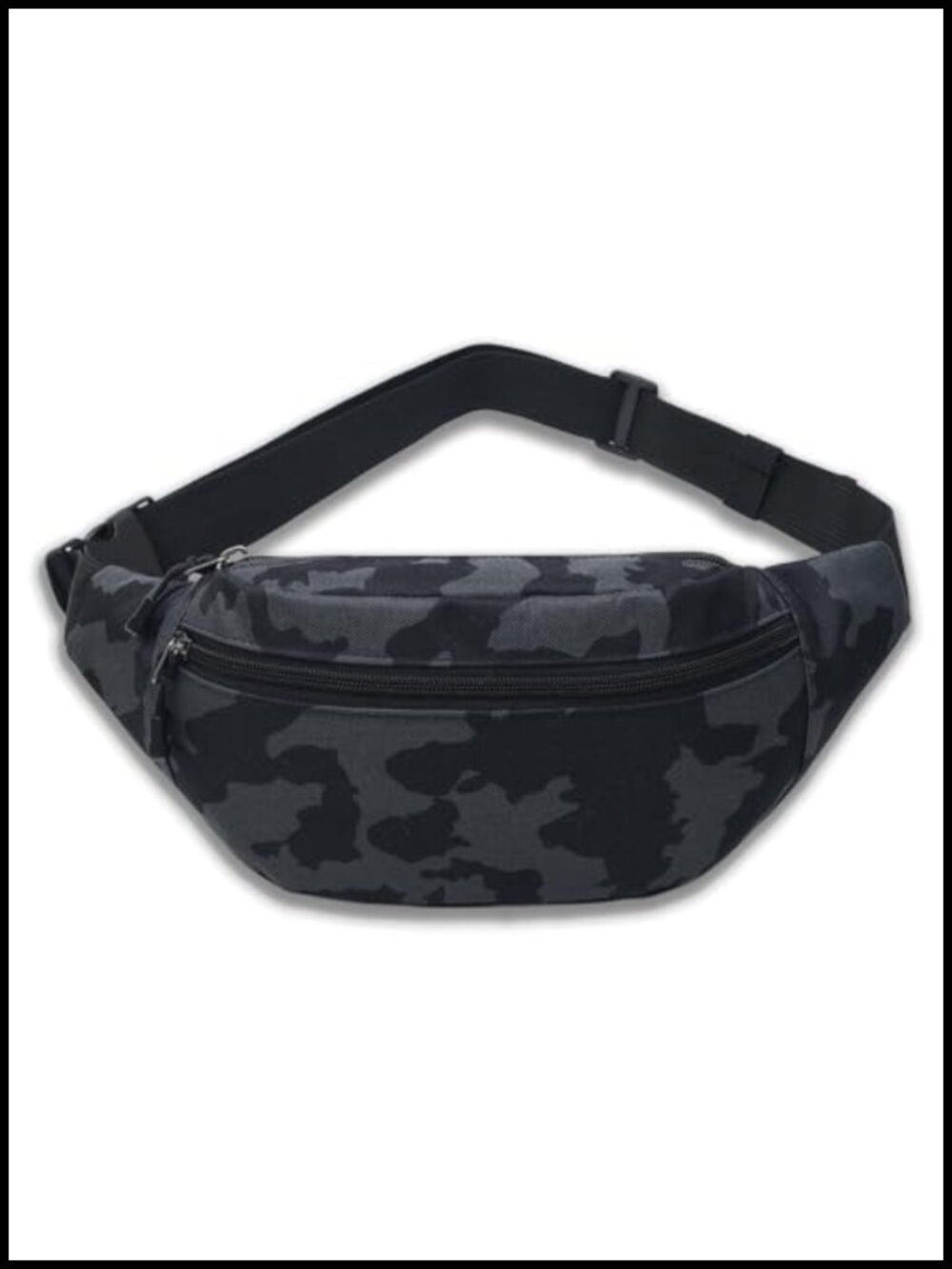 Water-Repellent Oxford Fanny Pack Waist Bag 3 Zippered Pockets Adjustable Strap